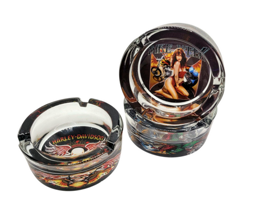 ROUND GLASS ASHTRAY (ASSORTED)