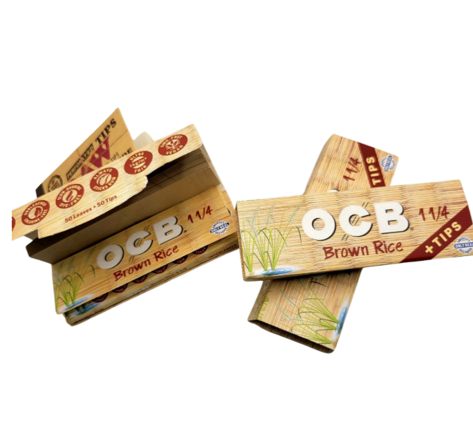 OCB 1 1/4 SIZE BROWN RICE PAPERS + TIPS